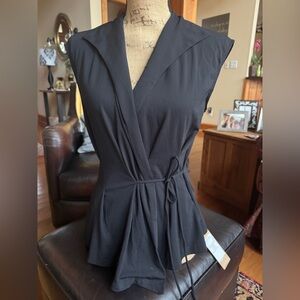 OGL Sleeveless Black Wrap Tie Women's Top NWT